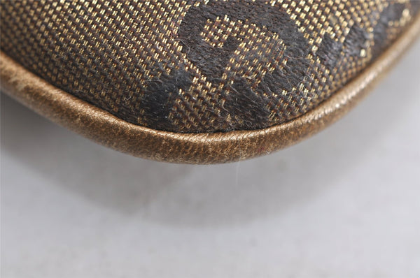 Authentic GUCCI GG Crystal Abbey Pouch Purse GG PVC Leather 203650 Brown 1178J