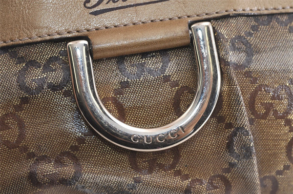 Authentic GUCCI GG Crystal Abbey Pouch Purse GG PVC Leather 203650 Brown 1178J