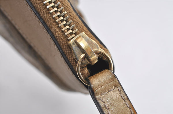 Authentic GUCCI GG Crystal Abbey Pouch Purse GG PVC Leather 203650 Brown 1178J