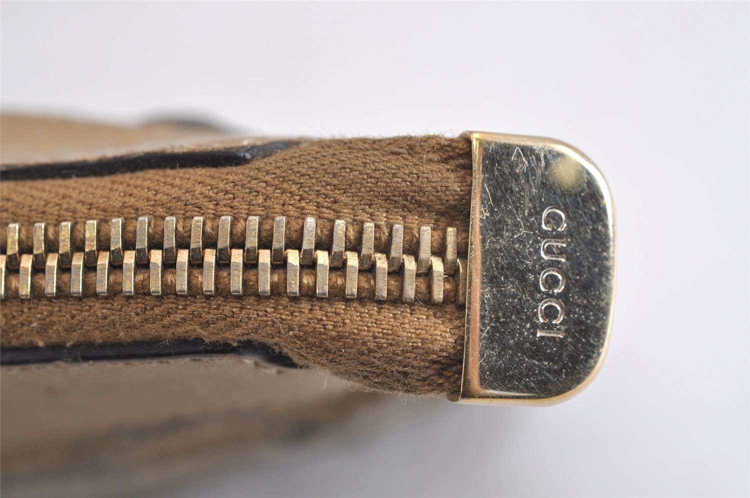 Authentic GUCCI GG Crystal Abbey Pouch Purse GG PVC Leather 203650 Brown 1178J