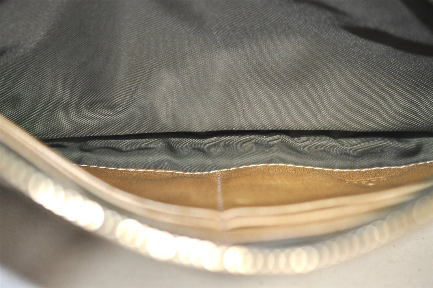 Authentic GUCCI GG Crystal Abbey Pouch Purse GG PVC Leather 203650 Brown 1178J