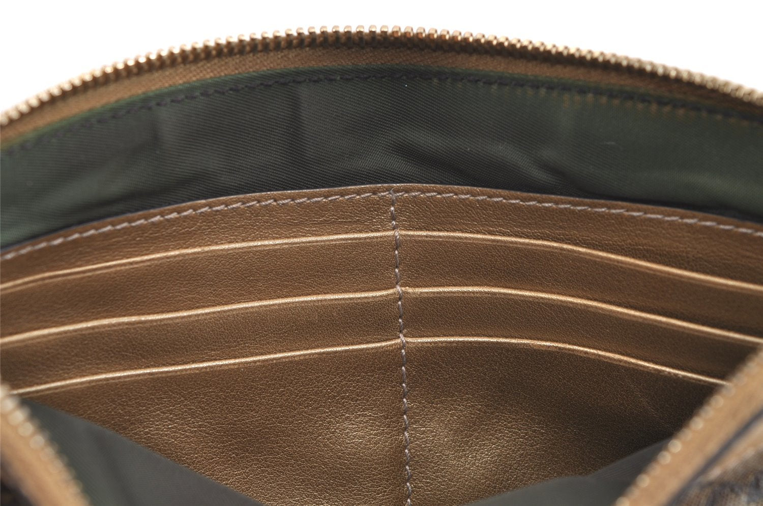 Authentic GUCCI GG Crystal Abbey Pouch Purse GG PVC Leather 203650 Brown 1178J