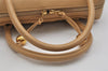 Authentic CHANEL Caviar Skin V Stitch 2Way Hand Tote Bag Beige CC 1178K