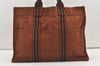 Authentic HERMES Vintage Fourre Tout MM Hand Tote Bag Canvas Brown 1179K