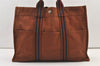 Authentic HERMES Vintage Fourre Tout MM Hand Tote Bag Canvas Brown 1179K