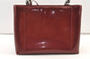 Authentic Christian Dior Maris Pearl 2Way Tote Bag Enamel Bordeaux 1180K
