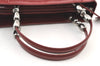 Authentic Christian Dior Maris Pearl 2Way Tote Bag Enamel Bordeaux 1180K