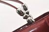 Authentic Christian Dior Maris Pearl 2Way Tote Bag Enamel Bordeaux 1180K