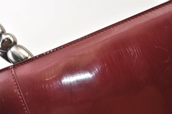 Authentic Christian Dior Maris Pearl 2Way Tote Bag Enamel Bordeaux 1180K