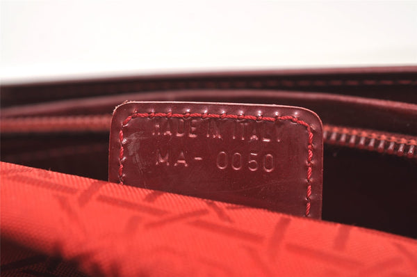 Authentic Christian Dior Maris Pearl 2Way Tote Bag Enamel Bordeaux 1180K