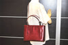 Authentic Christian Dior Maris Pearl 2Way Tote Bag Enamel Bordeaux 1180K