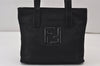 Authentic FENDI Vintage Nylon Leather Hand Tote Bag Purse Black 1181K