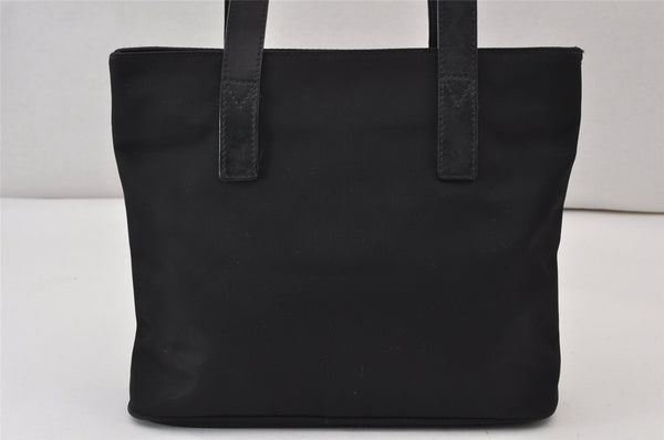 Authentic FENDI Vintage Nylon Leather Hand Tote Bag Purse Black 1181K