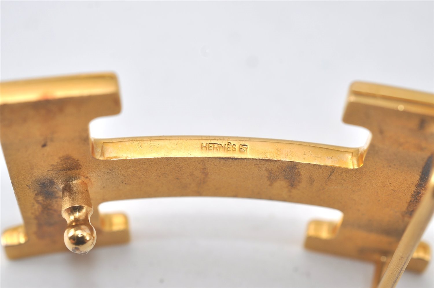 Authentic HERMES Vintage Buckle for Constance Leather Belt Gold 1181L