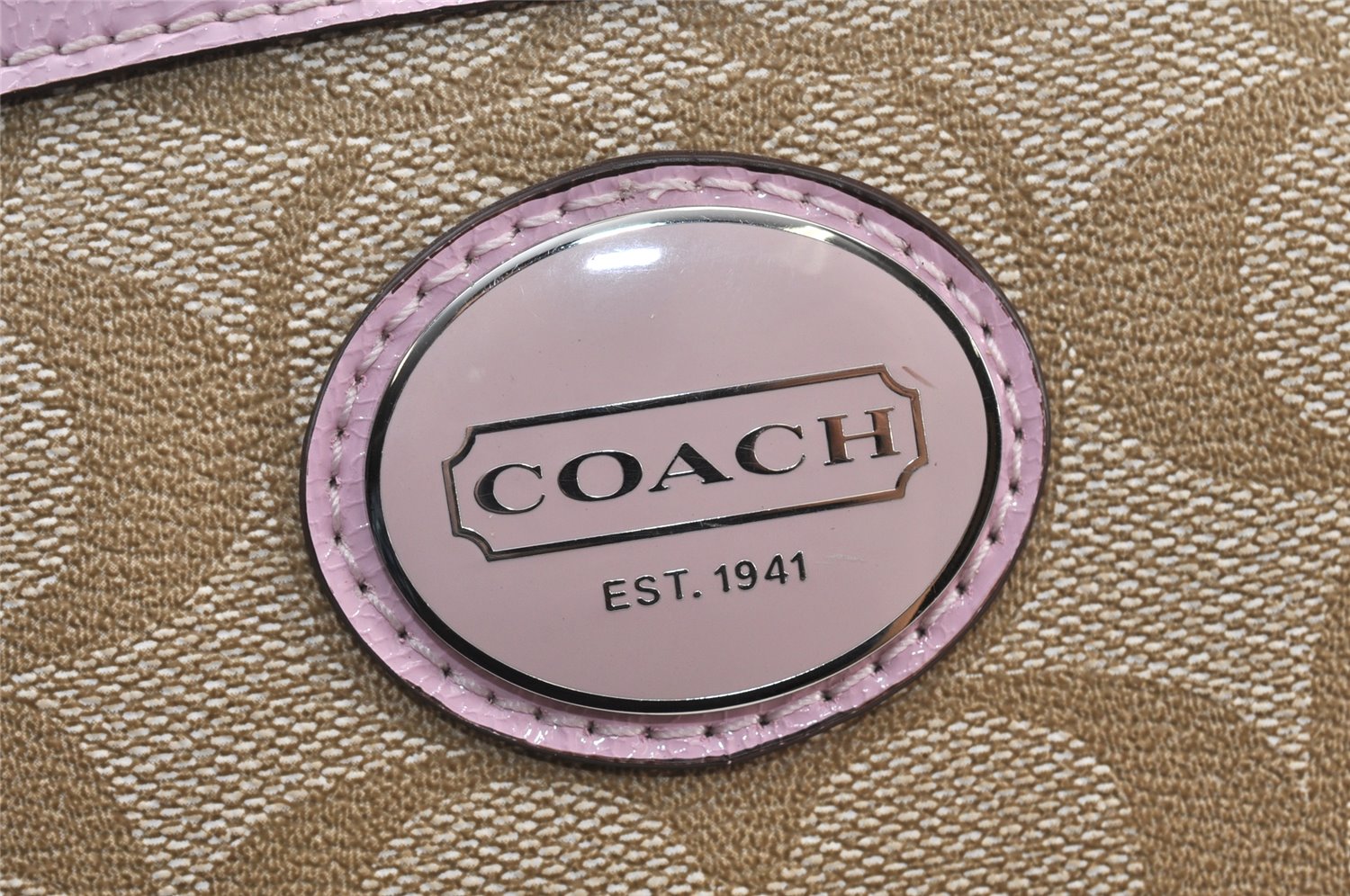 Authentic COACH Signature Shoulder Hand Bag PVC Leather F18918 Beige 1182K