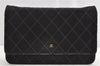 Authentic CHANEL Satin Matelasse Leather Chain Shoulder Bag Purse Black CC 1184K