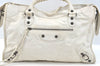 Authentic BALENCIAGA Classic The City 2Way Hand Bag Leather 115748 White 1185H