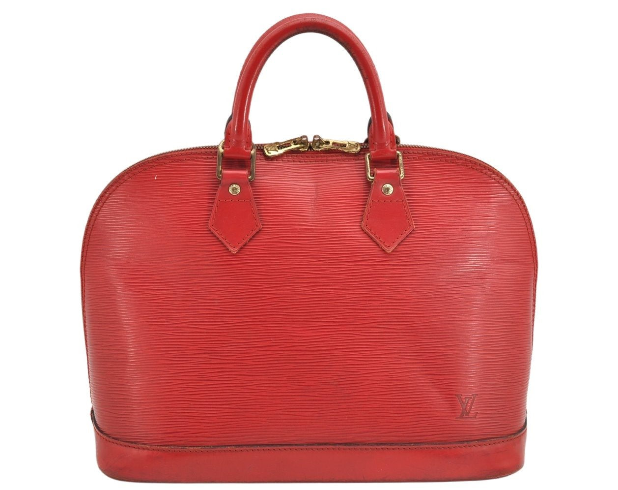 Authentic Louis Vuitton Epi Alma PM Hand Bag Red M52147 LV 1185K