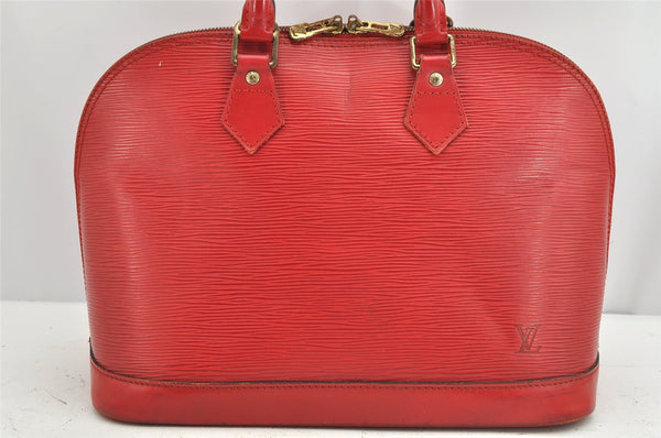 Authentic Louis Vuitton Epi Alma PM Hand Bag Red M52147 LV 1185K