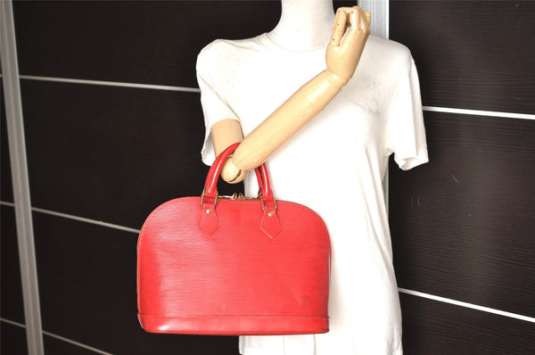 Authentic Louis Vuitton Epi Alma PM Hand Bag Red M52147 LV 1185K