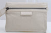 Authentic BOTTEGA VENETA Punching Leather Clutch Hand Bag Purse White 1189K
