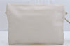 Authentic BOTTEGA VENETA Punching Leather Clutch Hand Bag Purse White 1189K