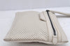 Authentic BOTTEGA VENETA Punching Leather Clutch Hand Bag Purse White 1189K