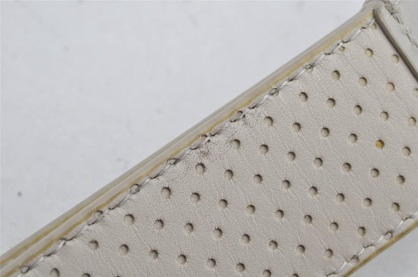 Authentic BOTTEGA VENETA Punching Leather Clutch Hand Bag Purse White 1189K