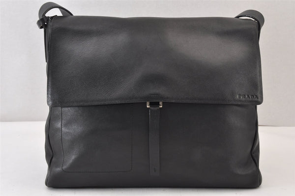 Authentic PRADA Leather Shoulder Bag B10394 Black 1190K