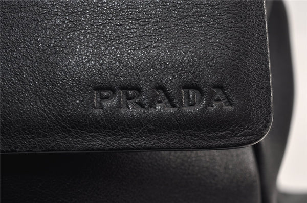 Authentic PRADA Leather Shoulder Bag B10394 Black 1190K