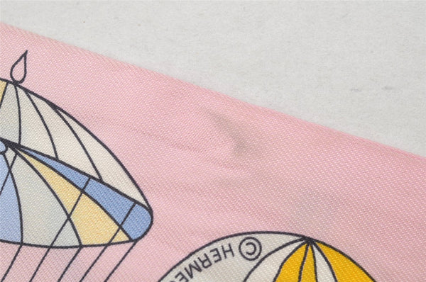 Authentic HERMES Twilly Scarf "LES FOLIES DU CIEL" Silk Pink Box 1191I