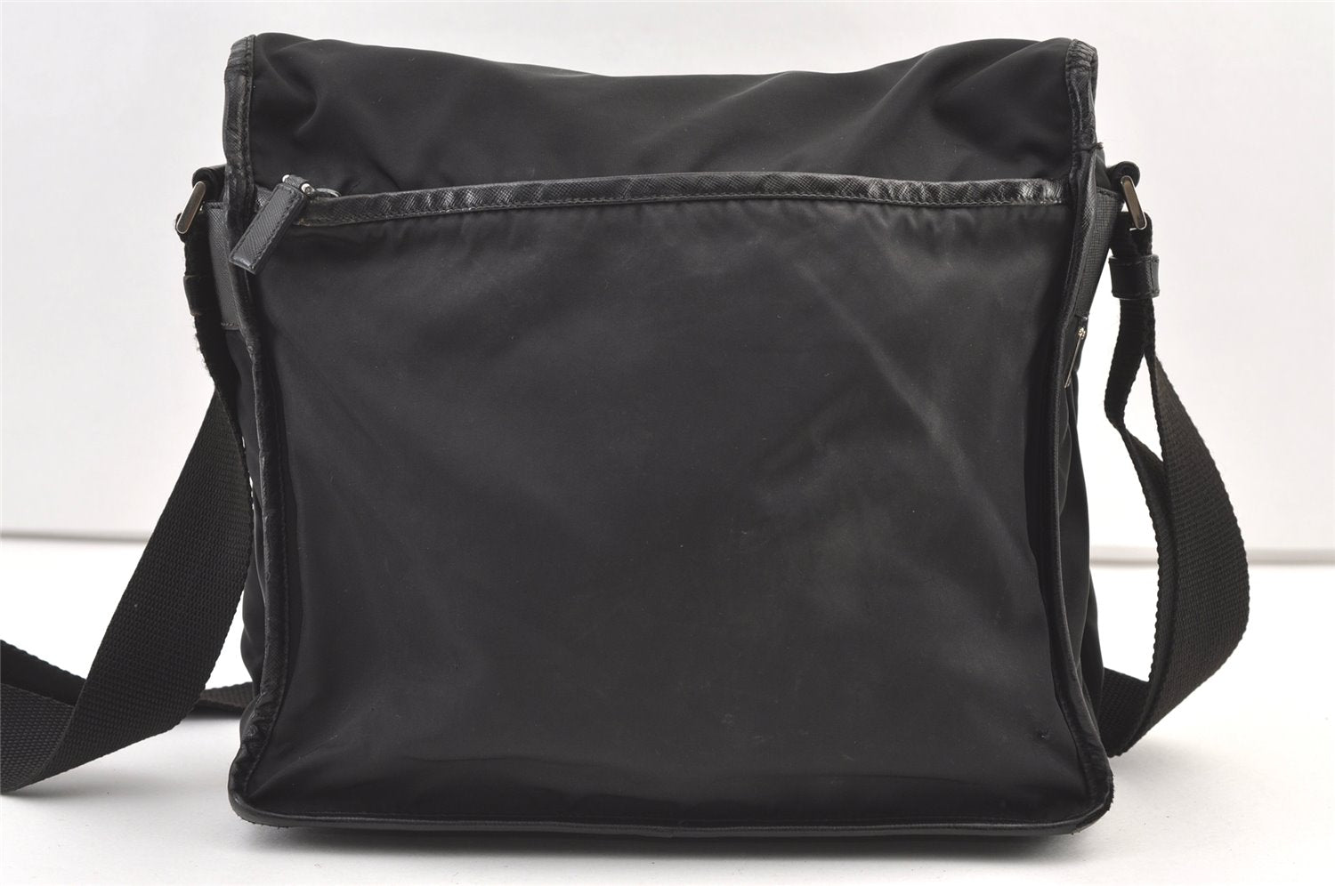 Authentic PRADA Nylon Leather Shoulder Cross Body Bag Black 1191K