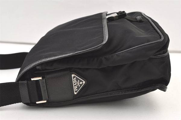 Authentic PRADA Nylon Leather Shoulder Cross Body Bag Black 1191K