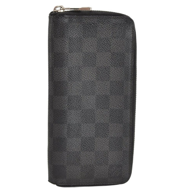 Authentic Louis Vuitton Damier Graphite Zippy Wallet Vertical N63095 LV 1193K