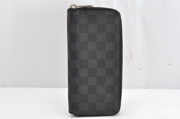 Authentic Louis Vuitton Damier Graphite Zippy Wallet Vertical N63095 LV 1193K