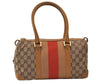 Authentic GUCCI Sherry Line Hand Bag GG Canvas Leather 0000851 Brown 1194K