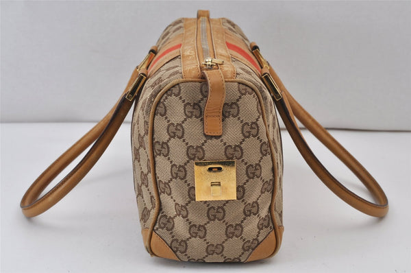 Authentic GUCCI Sherry Line Hand Bag GG Canvas Leather 0000851 Brown 1194K