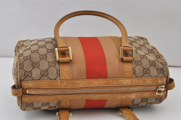 Authentic GUCCI Sherry Line Hand Bag GG Canvas Leather 0000851 Brown 1194K