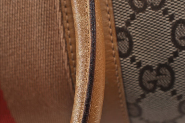 Authentic GUCCI Sherry Line Hand Bag GG Canvas Leather 0000851 Brown 1194K