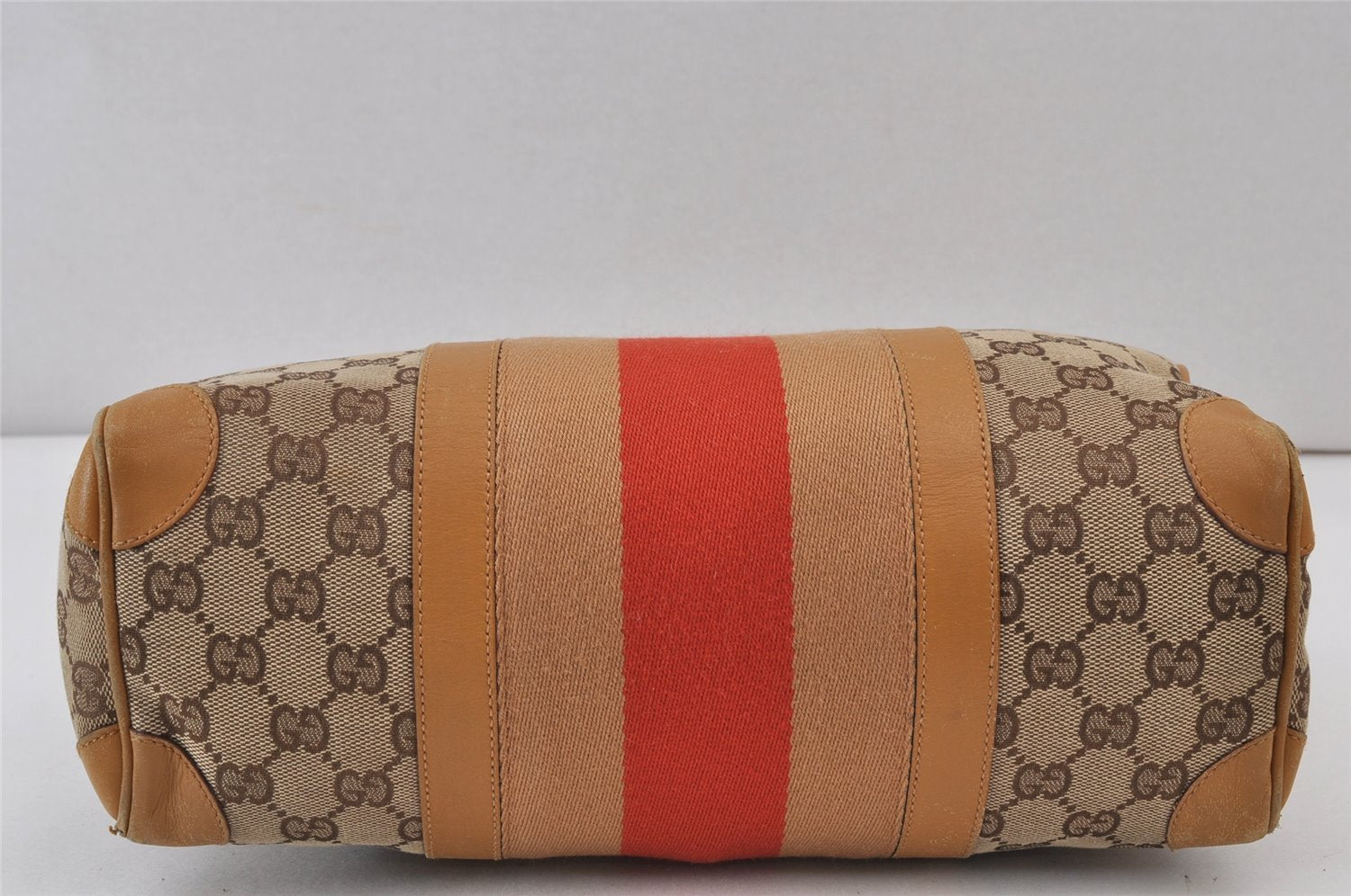 Authentic GUCCI Sherry Line Hand Bag GG Canvas Leather 0000851 Brown 1194K