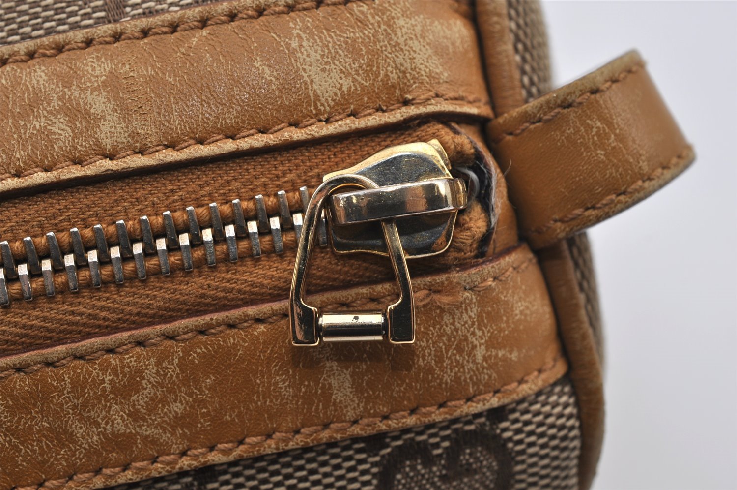 Authentic GUCCI Sherry Line Hand Bag GG Canvas Leather 0000851 Brown 1194K