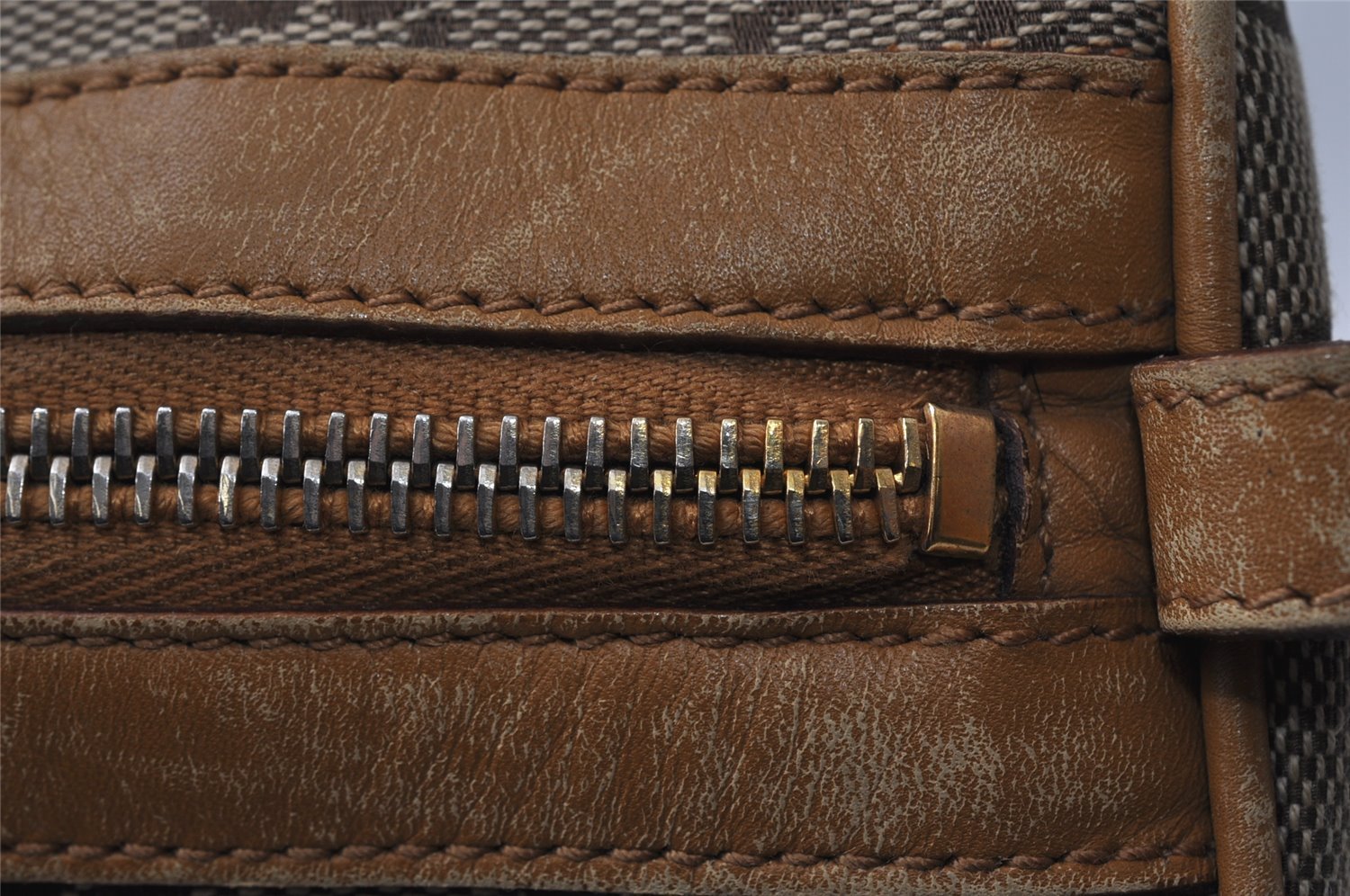 Authentic GUCCI Sherry Line Hand Bag GG Canvas Leather 0000851 Brown 1194K