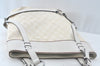 Authentic GUCCI Vintage Shoulder Tote Bag GG Canvas Leather White 1195K