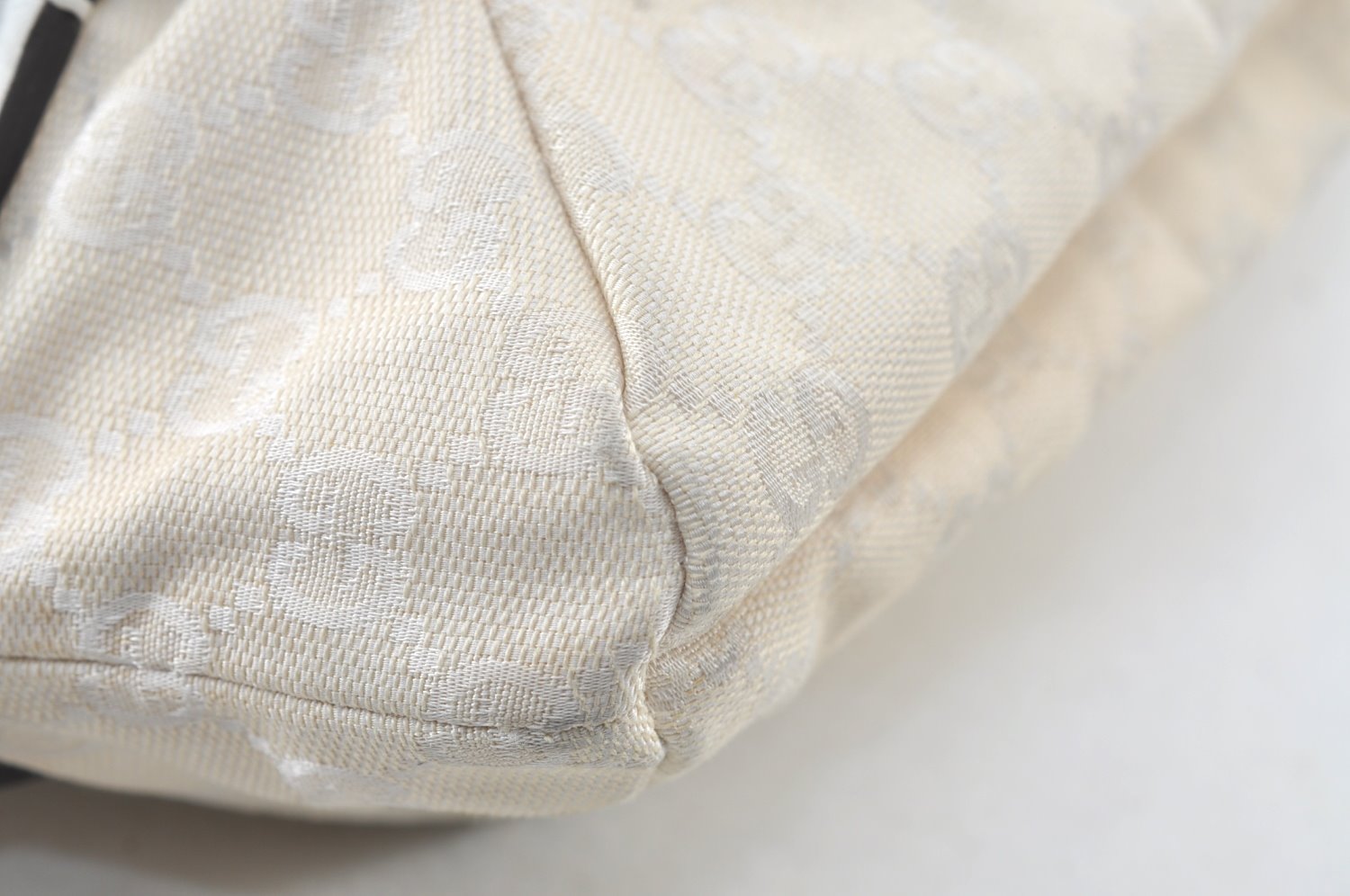 Authentic GUCCI Vintage Shoulder Tote Bag GG Canvas Leather White 1195K