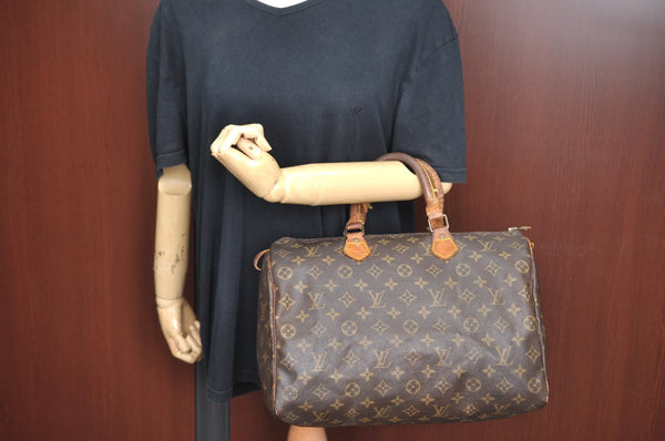 Authentic Louis Vuitton Monogram Speedy 35 Hand Boston Bag M41524 LV 1196G