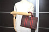 Authentic HERMES Fourre Tout PM Vintage Hand Tote Bag Canvas Wine Red 1202I