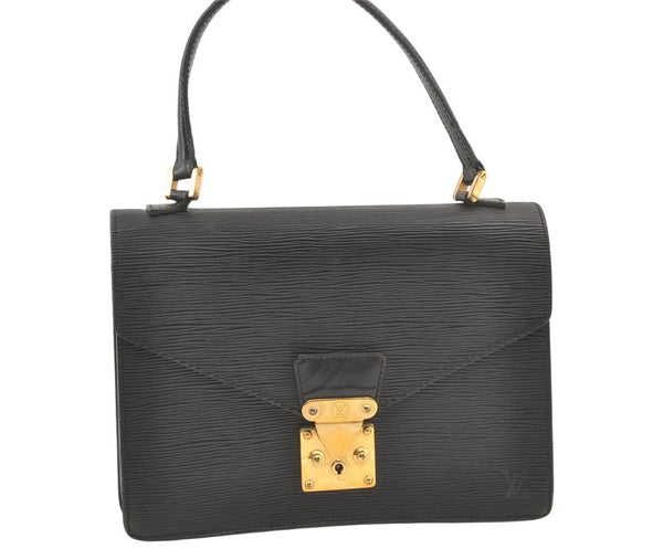 Authentic Louis Vuitton Epi Concorde Hand Bag Purse Black M52132 LV 1202K