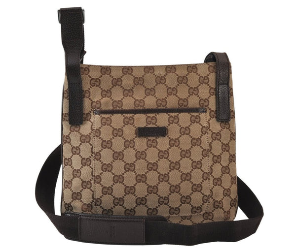 Authentic GUCCI Shoulder Cross Body Bag GG Canvas Leather 122793 Brown 1203K