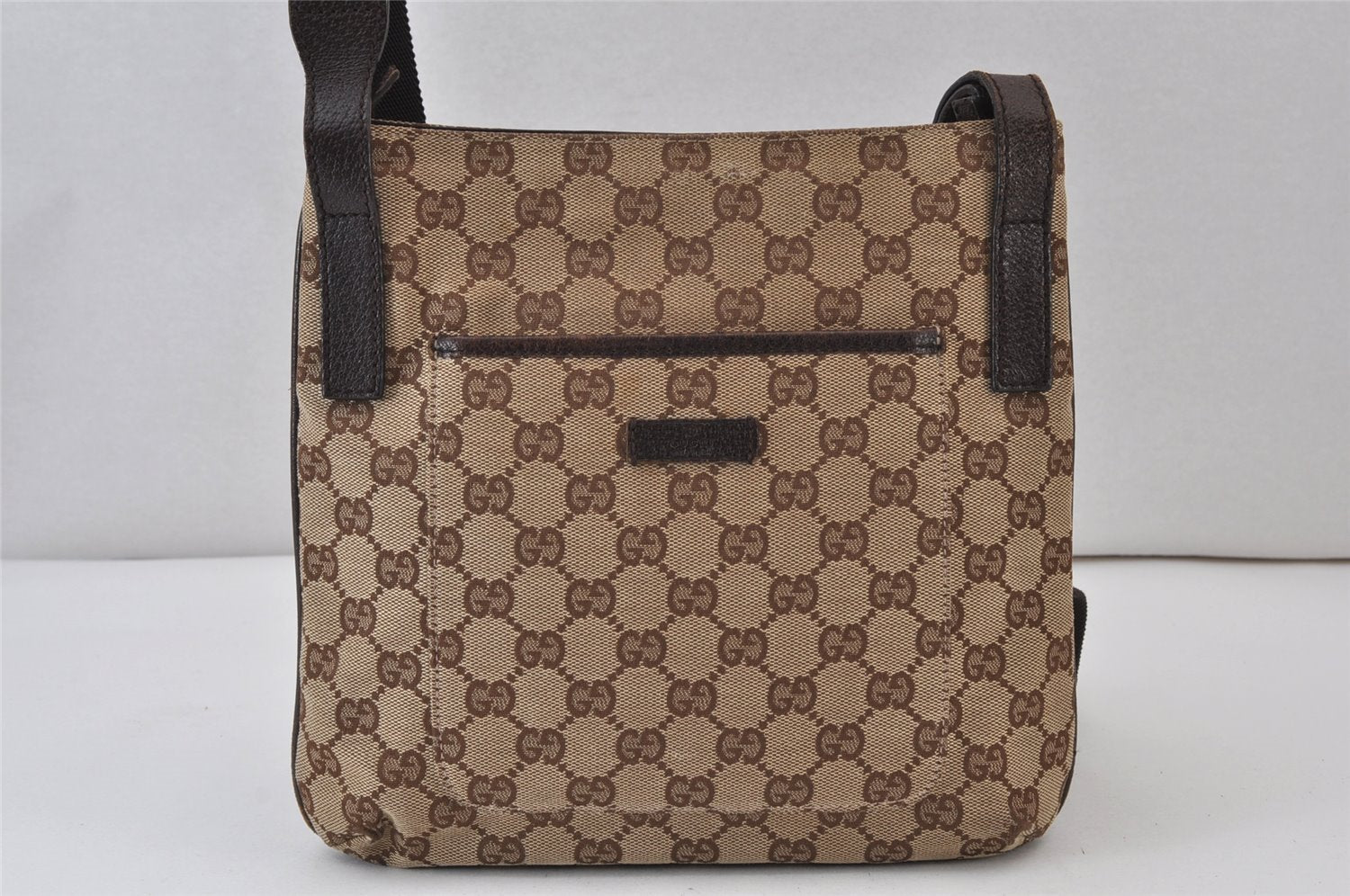 Authentic GUCCI Shoulder Cross Body Bag GG Canvas Leather 122793 Brown 1203K