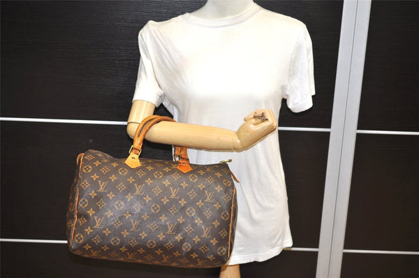 Authentic Louis Vuitton Monogram Speedy 35 Hand Boston Bag M41524 LV 1204K